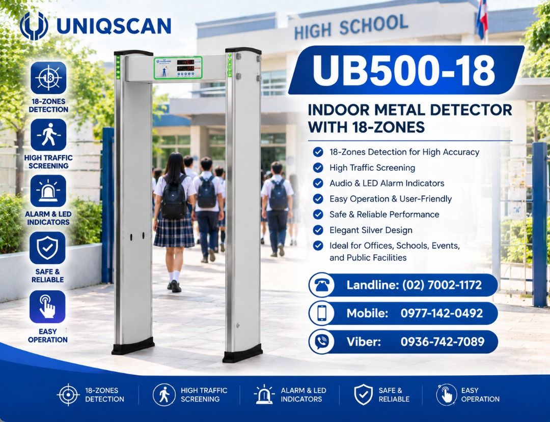 Metal detector walk through 18zone (Category: Looking For) located in Quezon City. Submitted by balahaylaa00272 (Listing ID 1465391797, Image 1). Description: Walk through metal detector available in any Zone UB400-6zone UB500-18zone UB700-33zone UC7000-33zone (weatherproof) Limited stocks. First come First serve!.