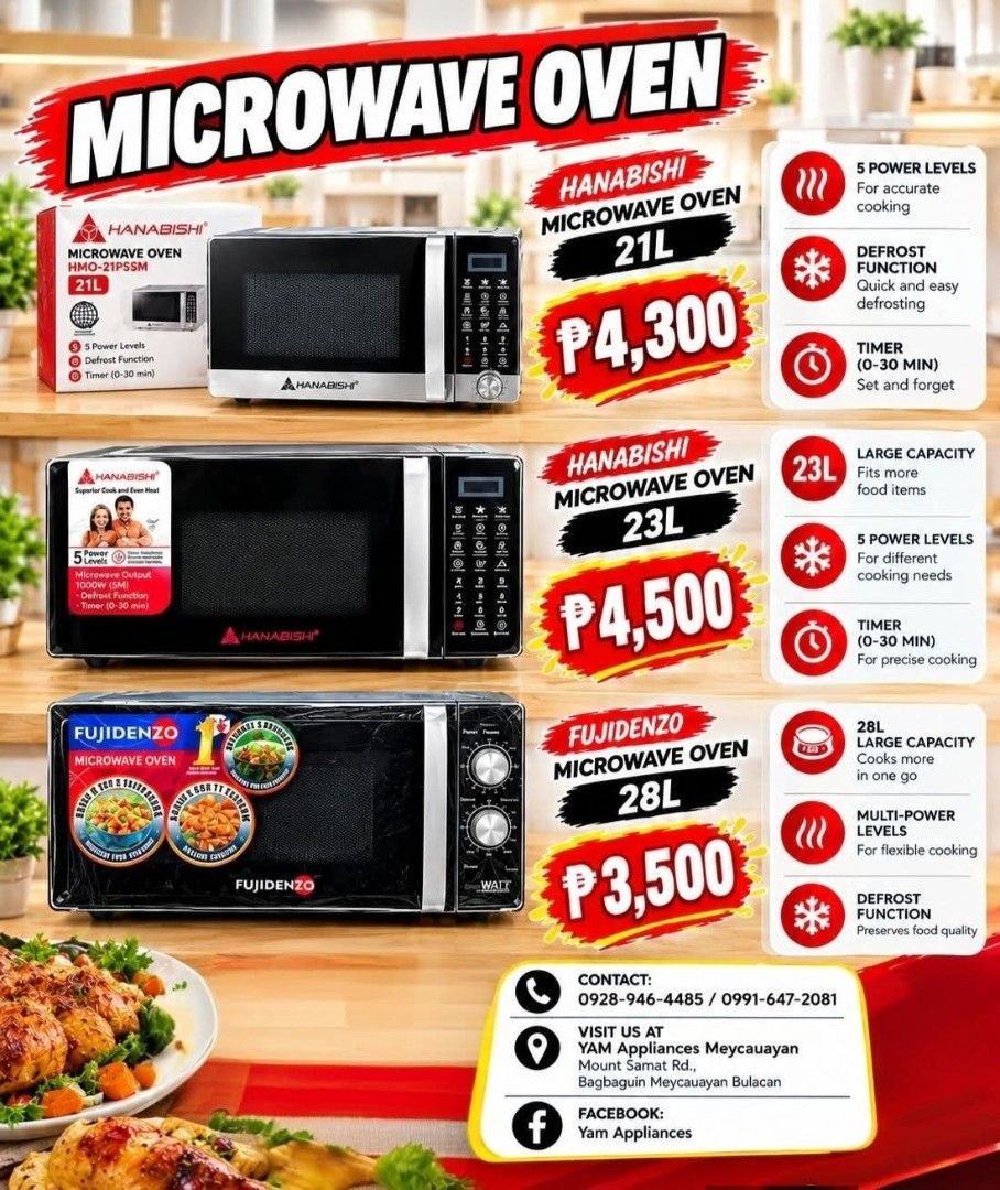 Microwave Oven (Category: Ovens & Toasters) located in Caloocan City. Submitted by yam_appliances (Listing ID 1465558225, Image 1). Description: Microwave oven brandnew mallpullout with warranty.