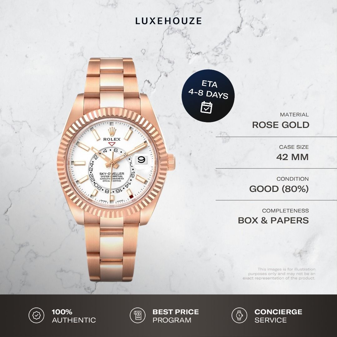 Mint Dec 2024 Rolex Sky-Dweller 326935 White Dial Oyster (Category: Watches) located in Singapore. Submitted by luxehouze (Listing ID 1465248397, Image 1). Description: Luxehouze is your trusted marketplace to buy and sell luxury goods. Luxehouze SG Pte Ltd is a licensed luxury goods marketplace and regulated dealer. WHY US? 100% Authentic with Money-Back Guarantee Best Price Program* Curated Collection * T&Cs apply. OUR SERVICES • Watch Purchase