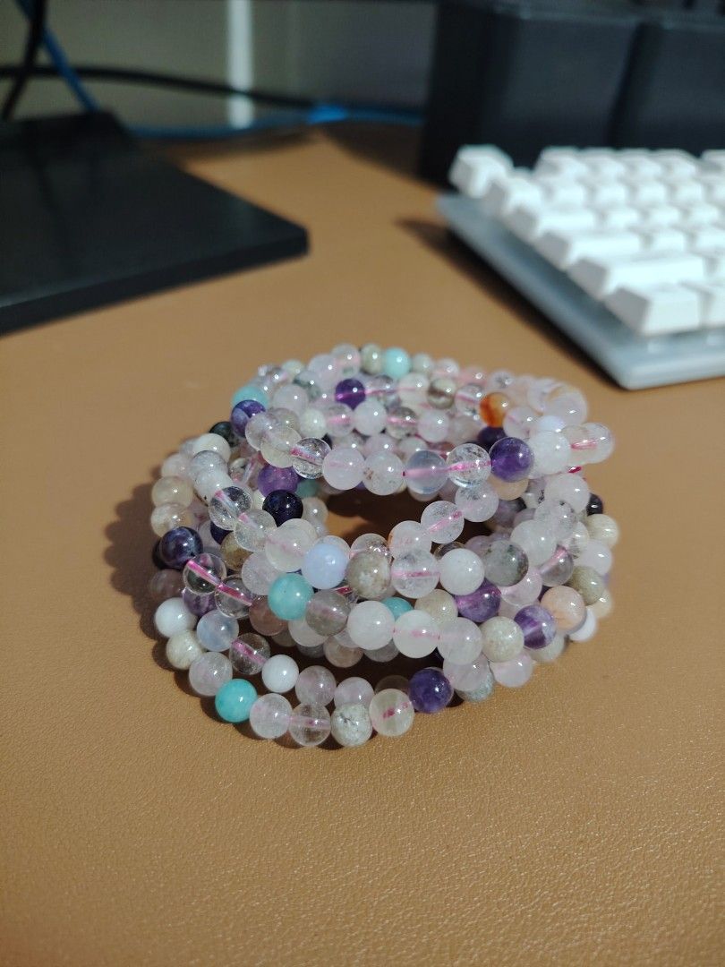 Mixed Stone Beaded Bracelet Multi-color Gemstone (Category: Bracelets) located in Caloocan City. Submitted by cherishedfinds (Listing ID 1465440759, Image 2). Description: - Real stone (mixed) - 199 each 💠 2 for 380 💠 3 for 560 - Take all (11pcs) ✅ for 1,880 - Note: Some beads may have slight imperfections in shape, roundness, or surface details. These are normal characteristics. .