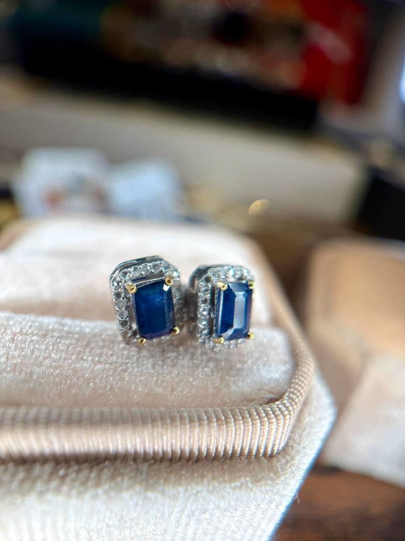 NATURAL SAPPHIRE & DIAMONDS — AGA CERTIFIED (Category: Earrings) located in Baguio. Submitted by asna_taku (Listing ID 1465482577, Image 3). Description: 💙✨ NATURAL SAPPHIRE & DIAMONDS — AGA CERTIFIED ✨💎 Not your ordinary blue earrings. 💙 Featuring natural deep-blue sapphires from Madagascar, beautifully faceted and surrounded by sparkling natural diamonds for that elegant fine-jewelry look. 💎 Natural Sapphire — 1.38 cts total 🌍 Origin: Mada