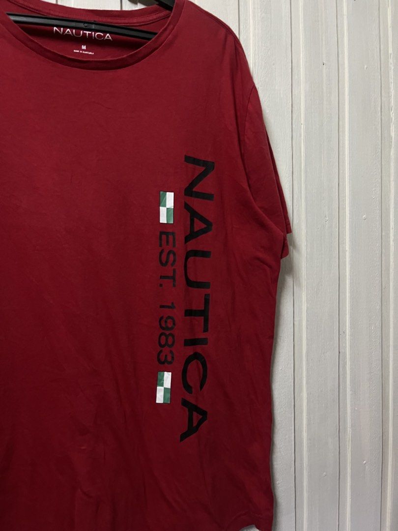 Nautica Script Logo Red Shirt (Category: Tshirts & Polo Shirts ) located in Muntinlupa City. Submitted by ninenine.collective (Listing ID 1465385014, Image 2). Description: Nautica Script Logo Red Shirt 22.5/28.