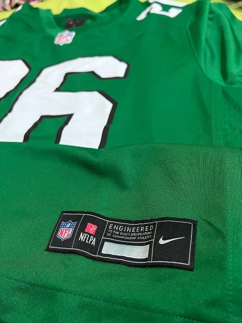 NFL JERSEYS (Category: Activewear) located in Manila. Submitted by rarakelly20 (Listing ID 1465545779, Image 2). Description: 🏈 NIKE NFL SAQUON BARKLEY #26 JERSEY 🏈 💚 Philadelphia Eagles – Kelly Green 💚 ✨ FOR SALE! ✨ Authentic-looking Nike NFL Game Jersey ✔️ Nike NFL ✔️ Saquon Barkley #26 ✔️ Philadelphia Eagles ✔️ Kelly Green ✔️ Men's Game Jersey ✔️ Made in Indonesia ✔️ Style Code: 67NM-03T7 ✔️ Good condition 💰 PRICE: ₱6,500 negotiable 📦 Re