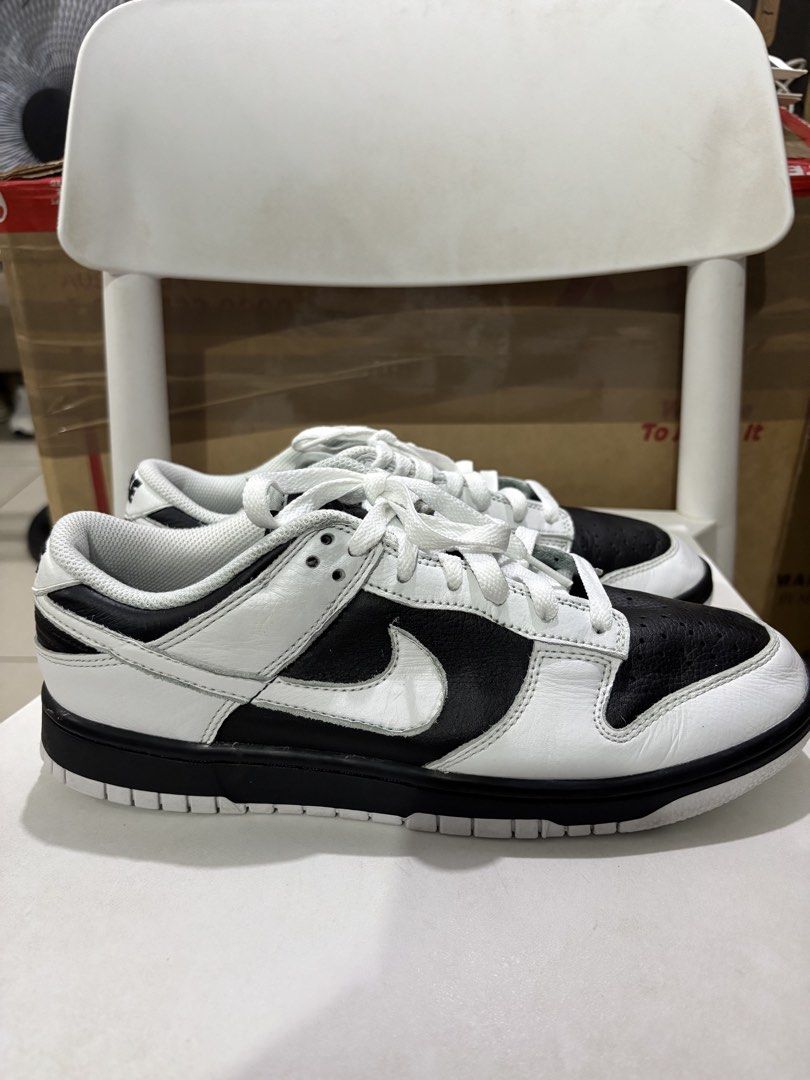 Nike Dunk Low Panda Black White US 9 (Category: Sneakers) located in Manila. Submitted by jonard2297 (Listing ID 1465414548, Image 1). Description: - Brand/Model: Nike Dunk Low 'Panda' (Classic Black and White) - Size: US 9 / EUR 42.5 - Condition: Pre-loved, worn a few times; clean leather uppers with minor dirt on soles from normal walking - Details: Classic leather build, white base with black overlays, matching white midsole and laces, black r