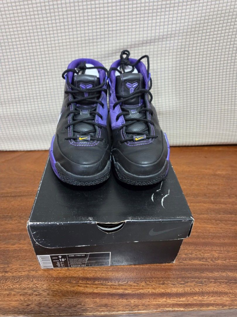 Nike Kobe 1 Protro Purple Reign (US 9) (Category: Sneakers) located in Marikina City. Submitted by seb.seb (Listing ID 1465508416, Image 2). Description: Kobe 1 Protro Purple Reign Size 9 (US) With original box Issues, refer to pics: Small seps Light heel drags ✅️3599.00 pesos 💯 Original, money back 10x if proven fake.