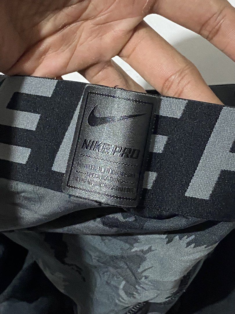 Nike Pro Hyperwarm Printed Boys Tights, featuring a distinctive grey athletic cloud pattern along the lower legs (Category: Activewear) located in Naga. Submitted by jamesarkkkk (Listing ID 1465506867, Image 3). Description: .
