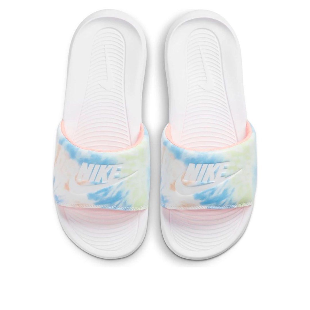 Nike Slides Bundle (Category: Flats & Sandals) located in San Pablo. Submitted by loved.goods0501 (Listing ID 1465508858, Image 2). Description: Bundle includes 2 pairs of authentic Nike slip-on sandals Pair 1 (left): Nike Victori One Printed Slide 'Tie-Dye' US 7/ SUR 38/ 24cm Pair 2 (right): Nike Offcourt Duo Slide 'White Black' US 7/ EUR 38/ 24cm Condition: Shows signs of wear on footbeds and outsoles (please check photos) Send a message for in