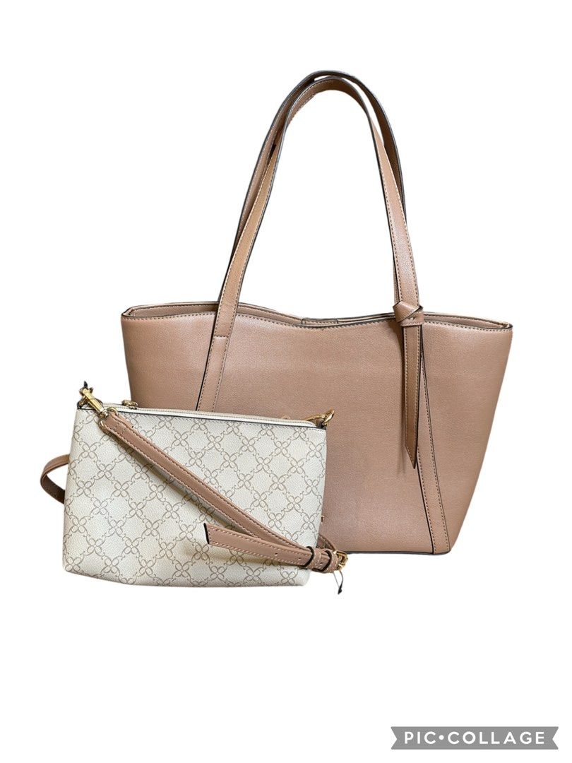 Nine West 2in1 Ruthie Tote & Sling (Category: Tote Bags) located in Muntinlupa City. Submitted by alabangbargains (Listing ID 1465494014, Image 2). Description: watch item video here: https://youtube.com/shorts/hwaWX_pvA7M?si=0YhvFQrRESqAvtJL Brand: Nine West Model: Nine West 2-in-1 Ruthie Tote Bag with Matching Monogram Crossbody Pouch Features & Description Description: A highly versatile 2-in-1 handbag set featuring a solid tan/blush oversized