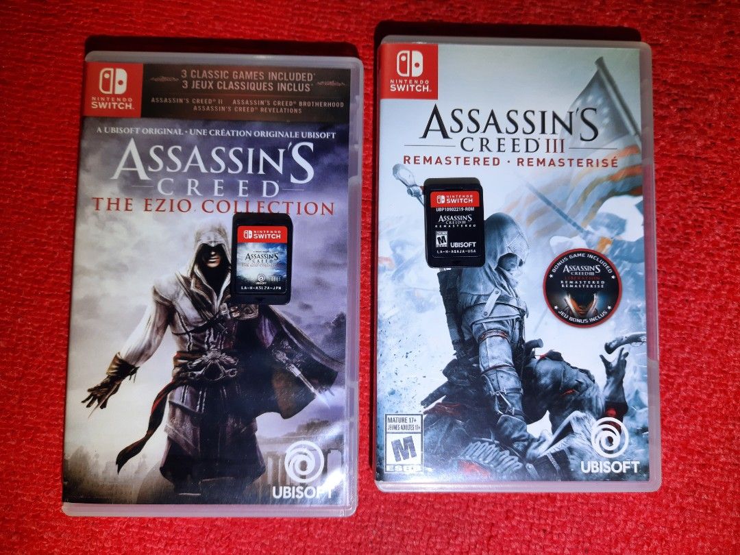 Nintendo Switch Assassin's Creed II & III Remastered bundle (Category: Nintendo) located in Quezon City. Submitted by ZeldaMACcloud (Listing ID 1465501763, Image 1). Description: Nintendo Switch (Physical Cartridges) used code only physical game can play bundle 2,300 for 2 Games Assassin Creed II - 1,150 Assassins Creed III - 1,150 Good working and All english both for sale only Location Quezon City, Meet Up ok Sm Fairview, Fairview Terraces mall