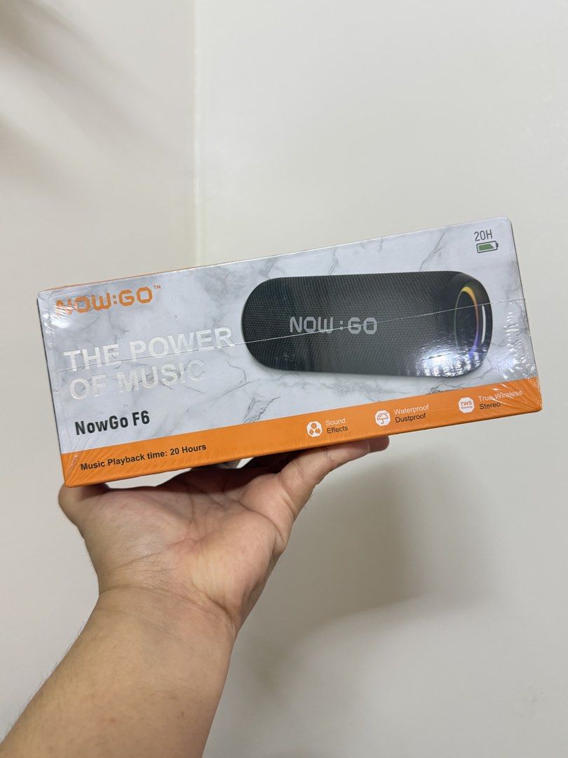 NowGo F6 Waterproof Bluetooth Speaker Black (Category: Soundbars, Speakers & Amplifiers) located in Pasig City. Submitted by ruffajai24 (Listing ID 1465405923, Image 1). Description: - Brand new & sealed in original plastic wrap - Color: Sleek Black selling for only 1999 plus sf.