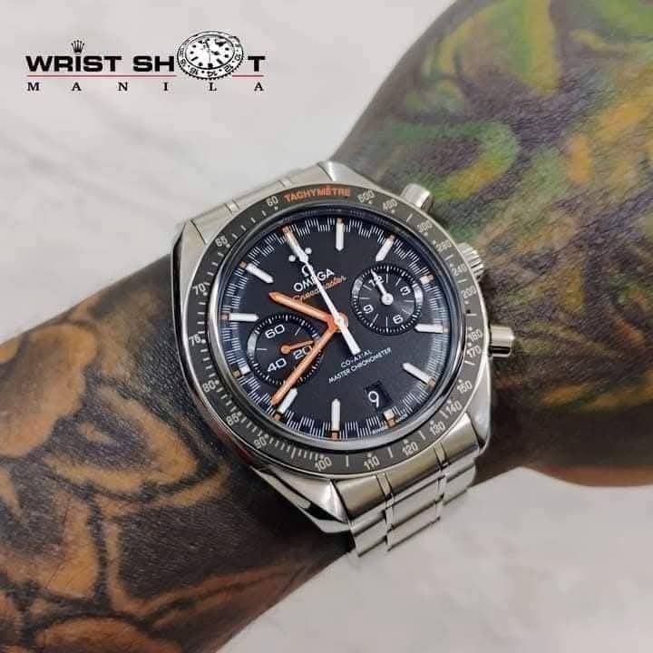 Omega Speedmaster Racing chronograph (Category: Everything Else Others) located in Quezon City. Submitted by wristshotmanila (Listing ID 1465475369, Image 1). Description: Omega Speedmaster Racing chronograph 338,500 pesos Unit and box only No card Reference: 329.30.44.51.01.002 Black dial with orange indices Caliber: 9900 Rating: 9/10 Crystal: sapphire Case: 44mm Movement: automatic Year: 2022 (approximation) Bracelet: 7.75 inches IG: @wrist_sho