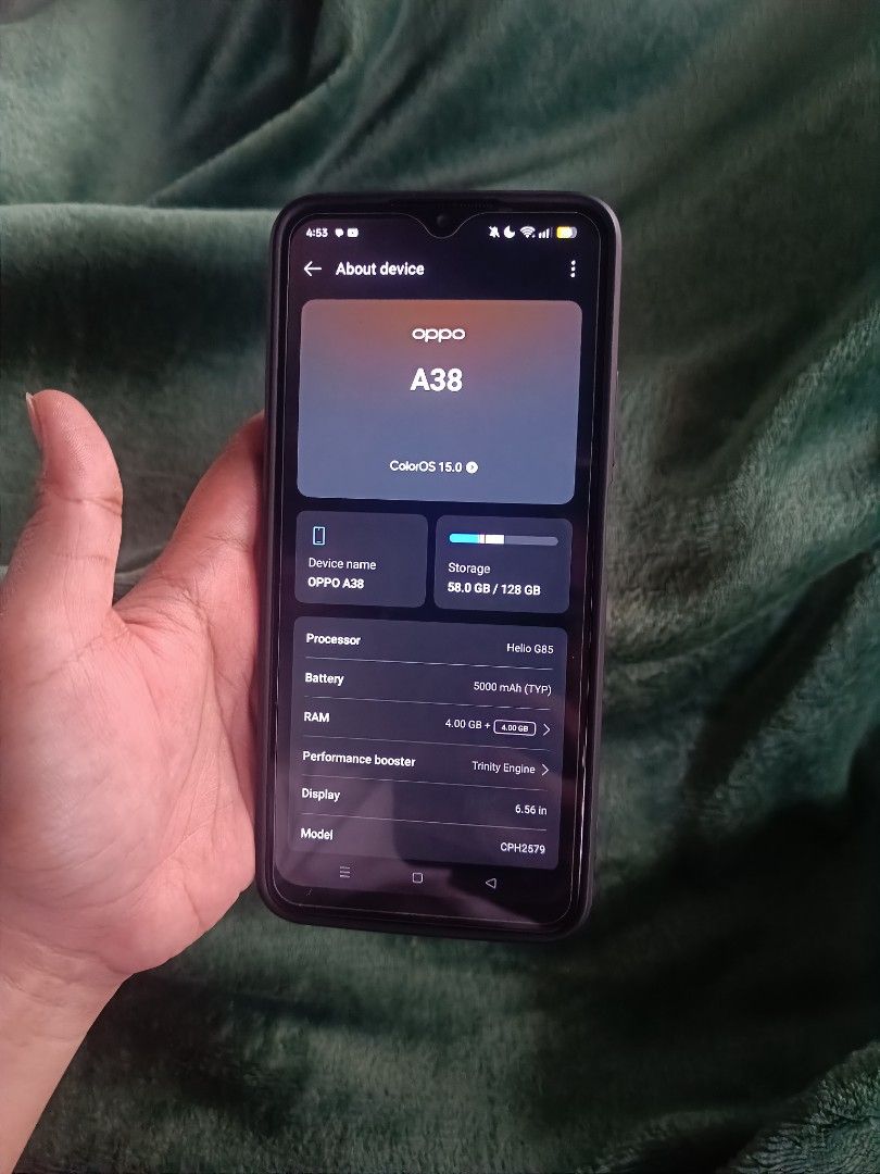 OPPO A38 (Category: OPPO) located in Manila. Submitted by uno.1 (Listing ID 1465458522, Image 2). Description: .