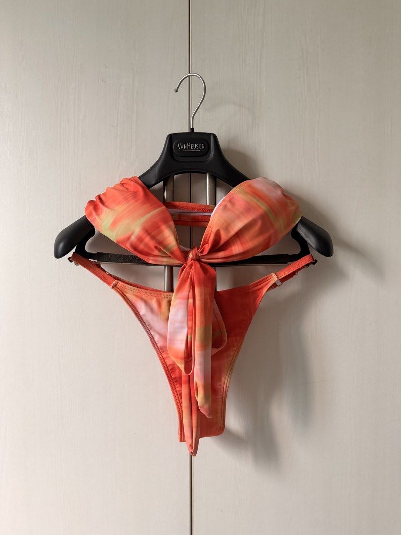 Orange Tie-Dye Bikini Set with Ruffle Skirt (Category: Bikinis & Swimsuits) located in Manila. Submitted by rhei.preloved (Listing ID 1465439551, Image 3). Description: 3 piece bikini set USED ONCE ‼️.