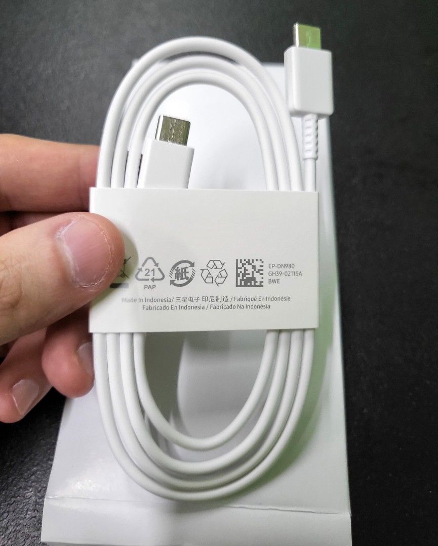 Original Samsung Type-C to Type-C Cable Charger (Category: Chargers & Cables) located in Manila. Submitted by marson_lagman (Listing ID 1465442944, Image 3). Description: Original Samsung Type-C to Type-C cable Charger in white box. Brand new , Fast charging and high-quality build. Perfect replacement or spare cable for your devices..