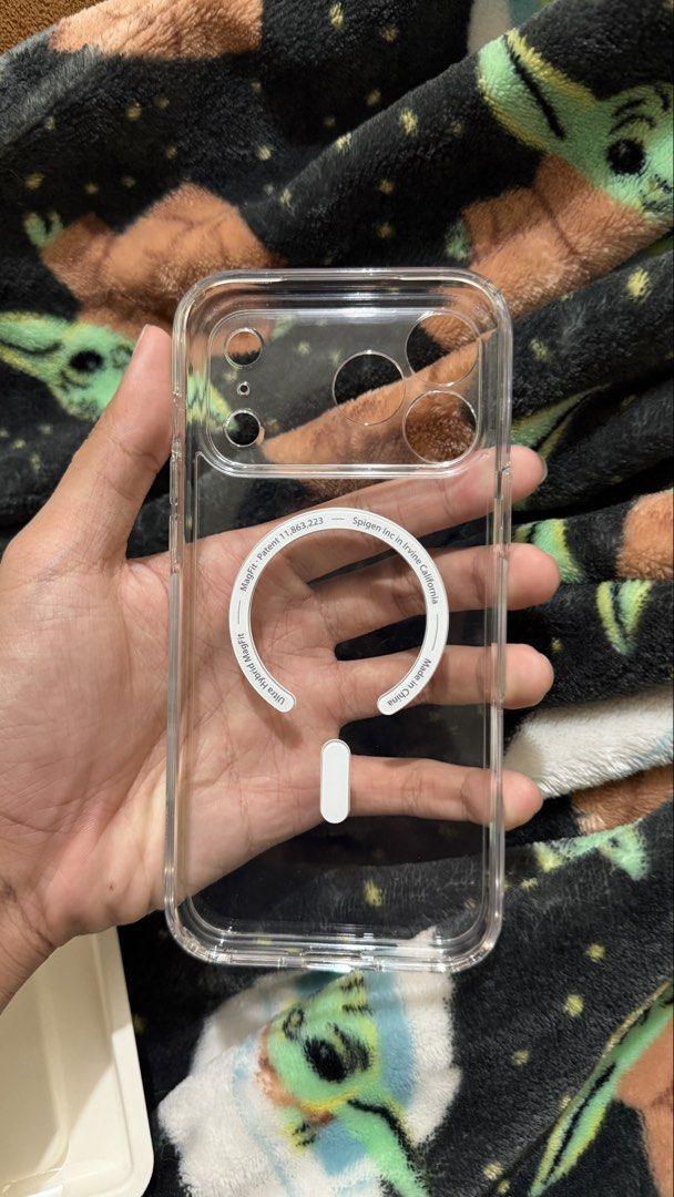 ORIGINAL Spigen for iPhone 17 Pro Max (Category: Cases & Sleeves) located in Manila. Submitted by gabmnl (Listing ID 1465409960, Image 3). Description: - fitted only - bought from spigen, uptown bgc - bought for ₱1,750 - with box and paper bag.