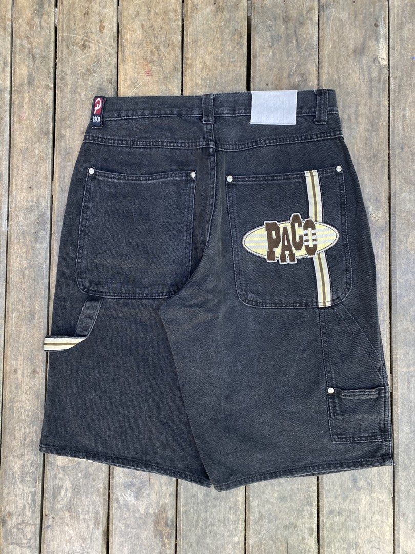 PACO JEANS STRIPES (Category: Shorts) located in Manila. Submitted by bottomswrldwidev2 (Listing ID 1465531177, Image 2). Description: PACO JEANS STRIPES | CARPENTER JORTS Waist: 32 Lenght: 24 Thigh: 14.5 Hem: 12 Condi: 9.5/10 - cuttag, scratch (authentic) .