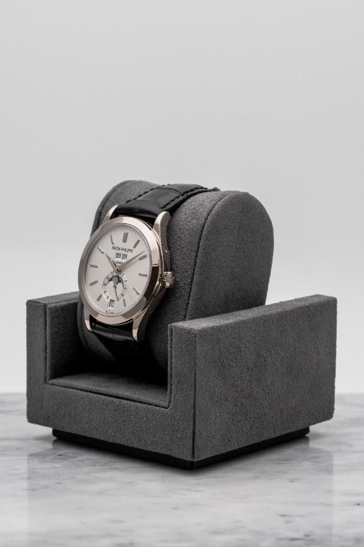 Patek Philippe Annual Calendar 5396G-011 White Dial • 2015 • 📦 & 📄 (Category: Watches) located in Singapore. Submitted by timetells (Listing ID 1465392129, Image 2). Description: Brand: Patek Philippe Model: Annual Calendar Reference Number: 5396G-011 Year: 2015 Case Size: 38.5 mm Case Material: 18K White Gold Dial: Silver Dial with Annual Calendar, Day and Month Apertures at 12, Moonphase with 24 Hour Indicator at 6, Date at 6 and Applied Mark