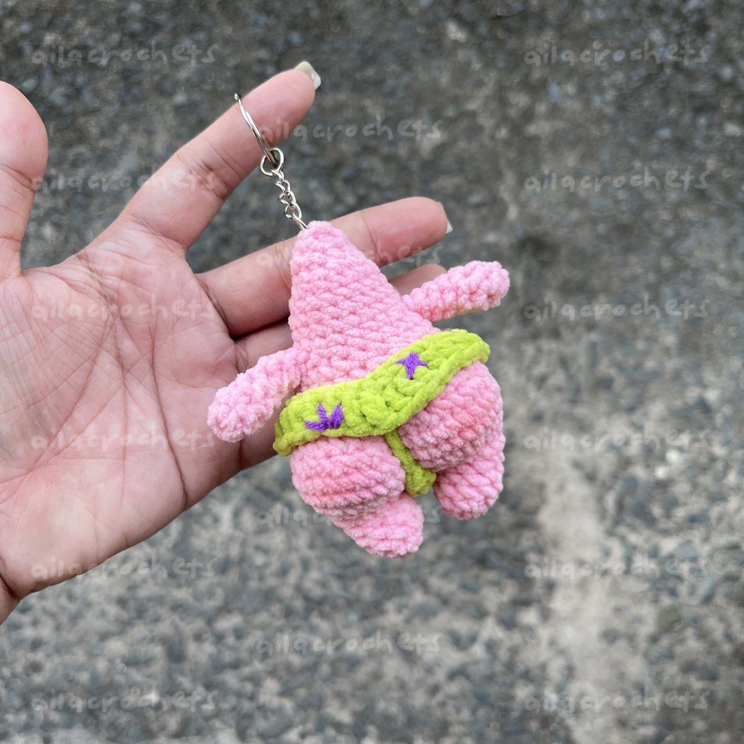 Patrick Star crochet keychain/charm (Category: Handmade Craft) located in Pasig City. Submitted by ailacrochets (Listing ID 1465394757, Image 3). Description: – thin bear chenille yarn – open for bulk orders mop: gcash/maribank mod: j&t/gogo xpress/sdd 📍pasig.