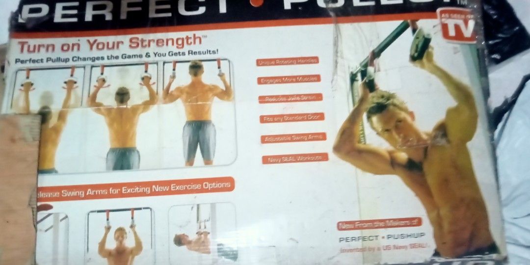 Perfect Pullup Bar - New Exercise Options (Category: Cardio & Fitness Machines) located in Paranaque City. Submitted by dimaguilaa94969 (Listing ID 1460026162, Image 1). Description: - Invented by a US Navy SEAL - Features unique "tease swing arms" for new exercise options - Perform rotational full pullups pm of int 09260966619 - Perform Australian pullups - Perfect for full-body home workouts - Versatile piece of equipment.