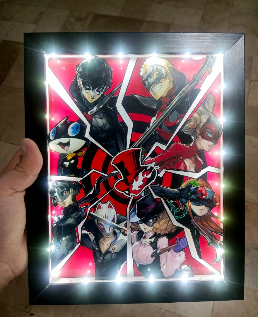 Persona 5 Video Game Shadow Box (Category: Nintendo) located in Quezon City. Submitted by natzuki10 (Listing ID 1465398346, Image 2). Description: Persona 5 Video Game Shadow Box Height: 10 inches Width: 8 inches *Handmade Pixel Shadow Boxes *Accepting Customized Designs *Perfect for Gamers & Collectors #videogames #playstation #nintendo #roomdecor #collection #gamer #gift .