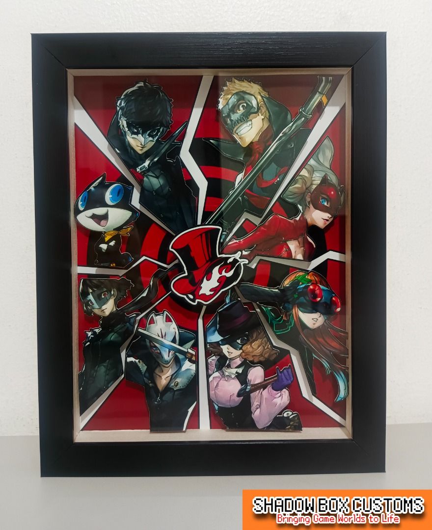 Persona 5 Video Game Shadow Box (Category: Nintendo) located in Quezon City. Submitted by natzuki10 (Listing ID 1465398346, Image 3). Description: Persona 5 Video Game Shadow Box Height: 10 inches Width: 8 inches *Handmade Pixel Shadow Boxes *Accepting Customized Designs *Perfect for Gamers & Collectors #videogames #playstation #nintendo #roomdecor #collection #gamer #gift .