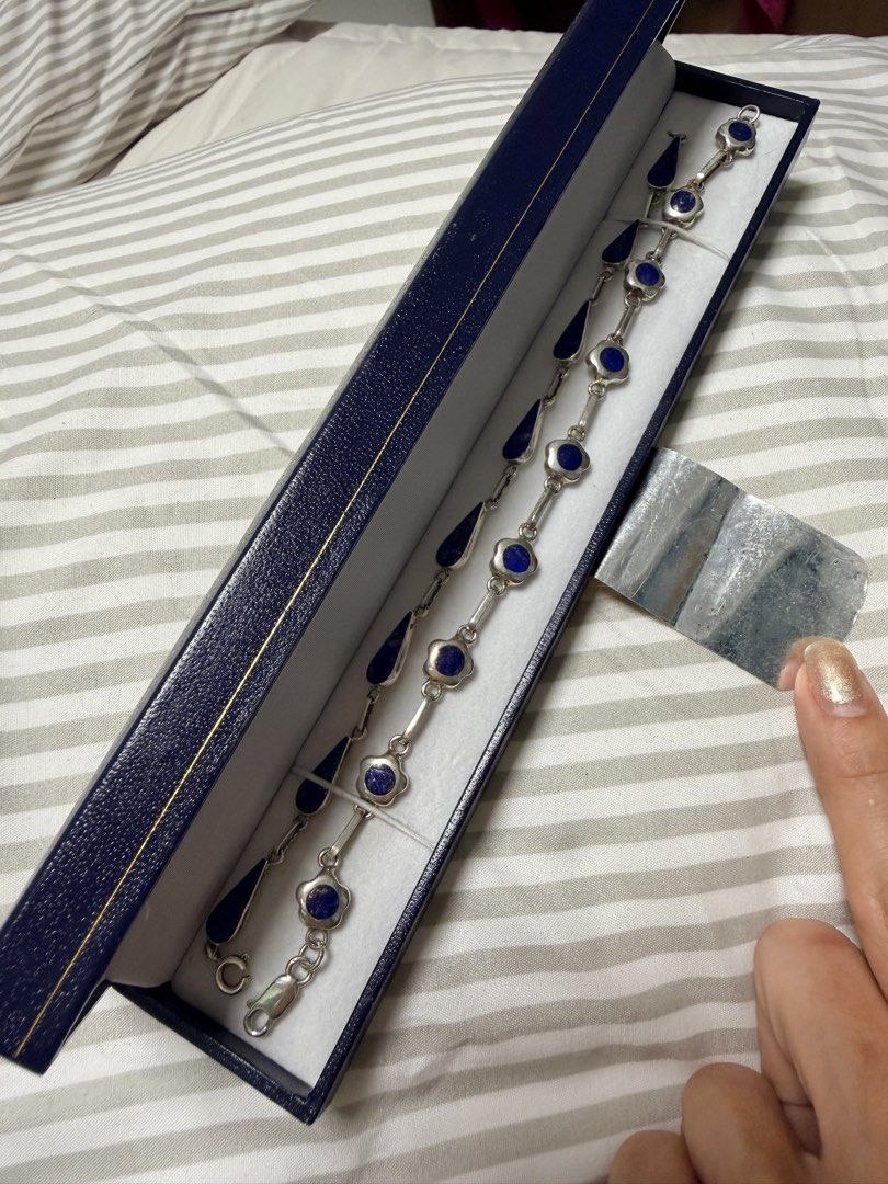 Piedras Australes Authentic Lapis Lazuli Silver Bracelets (Category: Bracelets) located in Quezon City. Submitted by mkl23 (Listing ID 1465415320, Image 2). Description: Bought in Chile (South America) from Piedras Australes, a respected Chilean jewelry and artisan stone shop found only in upscale locations in Santiago, Chile. 💙 Selling as a set of 2 matching bracelets * Guaranteed authentic Chilean Lapis Lazuli * Crafted with high-purity silver