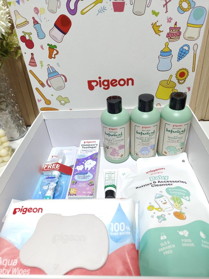 Pigeon Gift Box Set (Category: Baby Toiletries & Grooming) located in Manila. Submitted by tadeoea20213649 (Listing ID 1465552727, Image 2). Description: PIGEON BABY PRODUCTS BUNDLE FOR SALE👶🏻💚 📌 Condition:Brand New / Unused/💯 Original 📌 Brand: Pigeon 📌 Selling as: Bundle / Take all/ Set (Perfect for Gift Giving) Included items: • Pigeon Natural Botanical Baby Milky Lotion – 200ml • Pigeon Natural Botanical Baby Head & Body Wash – 200ml • 