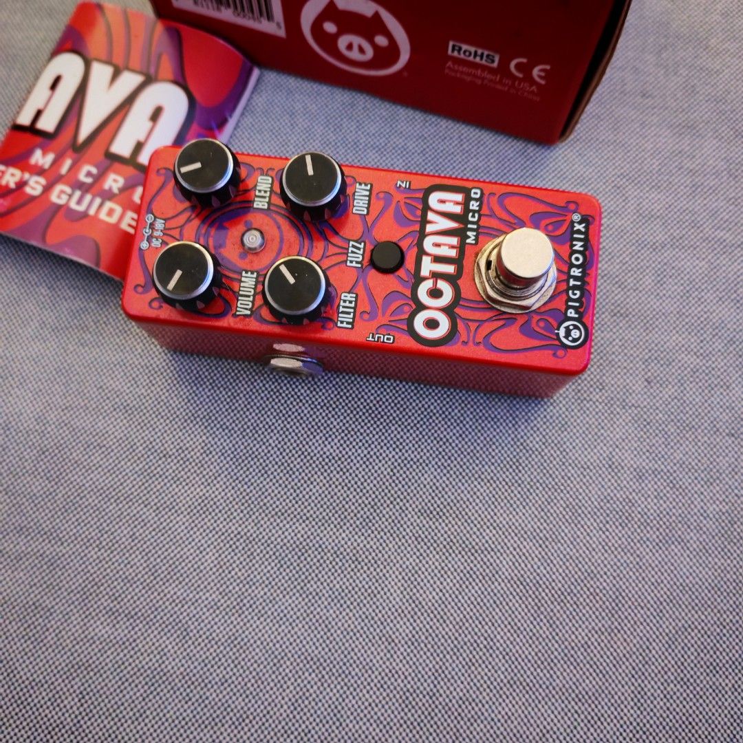 Pigtronix Octava Micro Fuzz Guitar Pedal (Category: Musical Instruments) located in Quezon City. Submitted by beastwood (Listing ID 1465421190, Image 3). Description: Octava is an all-analog octave fuzz / frequency doubler featuring an on-board low pass Filter control that allows you to achieve singing octave up tones anywhere on the neck, without adjusting your guitar’s tone control. A front-end Drive and gushing Fuzz circuit add signal power an