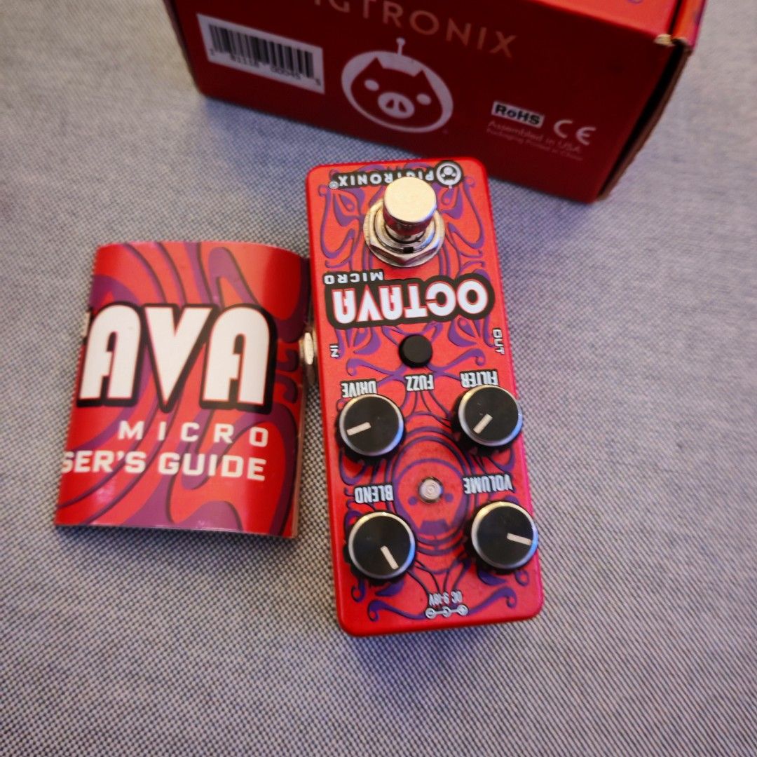 Pigtronix Octava Micro Fuzz Guitar Pedal (Category: Musical Instruments) located in Quezon City. Submitted by beastwood (Listing ID 1465421190, Image 2). Description: Octava is an all-analog octave fuzz / frequency doubler featuring an on-board low pass Filter control that allows you to achieve singing octave up tones anywhere on the neck, without adjusting your guitar’s tone control. A front-end Drive and gushing Fuzz circuit add signal power an
