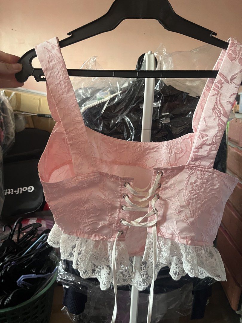 Pink lace ribbon “corset” (Category: Others Tops) located in Manila. Submitted by justshop.ph (Listing ID 1465545565, Image 2). Description: bust 34-35.