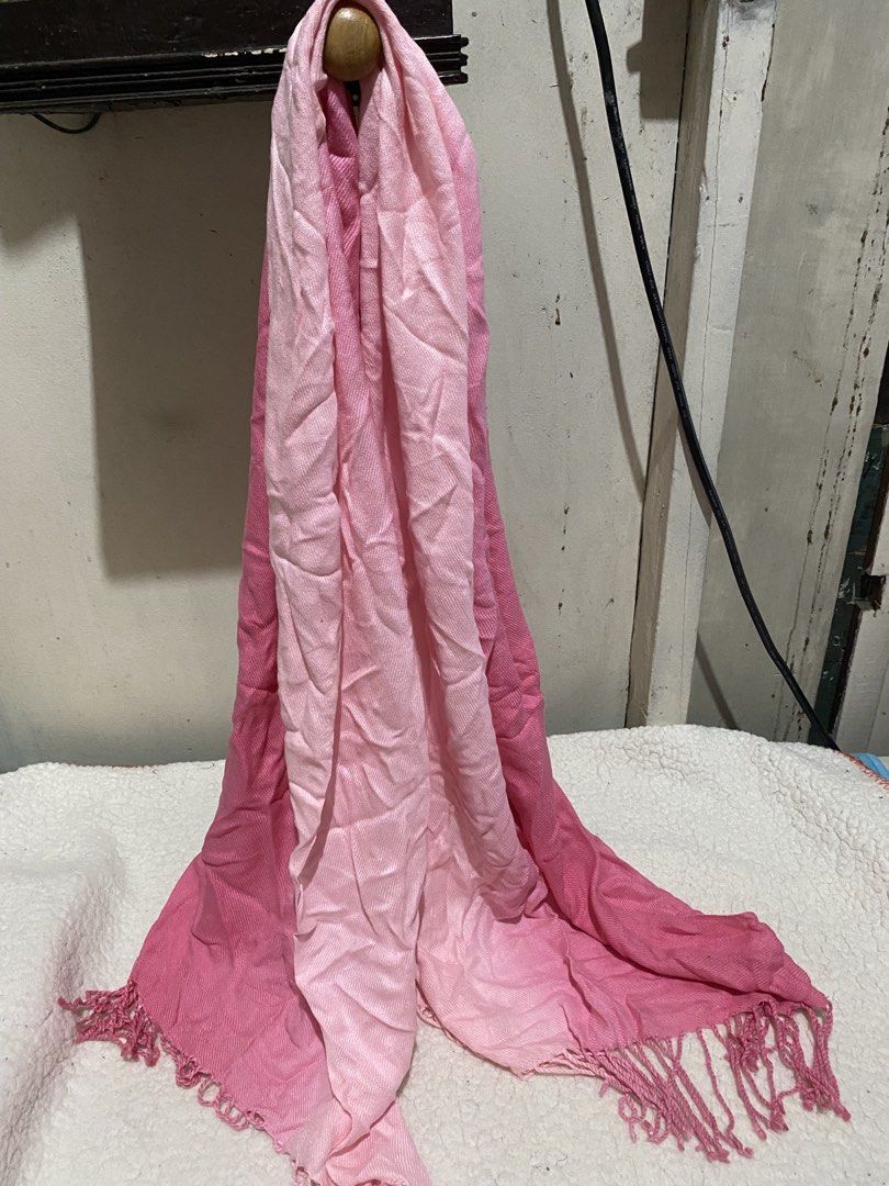 Pink Ombre Scarf with Tassels (Category: Scarves) located in Manila. Submitted by resi.diaz (Listing ID 1465551406, Image 1). Description: - Approx: 64 x 23 inches - Soft pink ombre scarf fading from light to dark rose - Finished with stylish fringed tassels on both ends - Lightweight fabric that is easy to style around the neck or shoulders - Beautiful gradient colorway perfect for everyday wear.