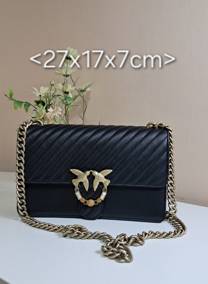 Pinko Leather Bag (Category: Cross-body Bags) located in Zamboanga. Submitted by corneliasbags (Listing ID 1465421570, Image 1). Description: -brass hardware -malinis inside -lightly used with only minimal signs which are barely noticeable. Most evident ay ang small dent ng rubber lining sa bottom. kindly check as highlighted in photo..