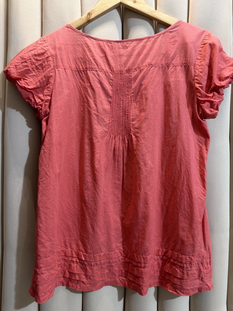 Pintuck Peasant Top (Category: Blouses) located in Manila. Submitted by glamstylemnl (Listing ID 1465423607, Image 2). Description: ♡ SIZE: M ♡ BUST: 36 ♡ Swipe left to see the actual color & details ♡ button down front / pleated shoulder ♡ HQ • 10/10 ♡ Ready to wear 👚.