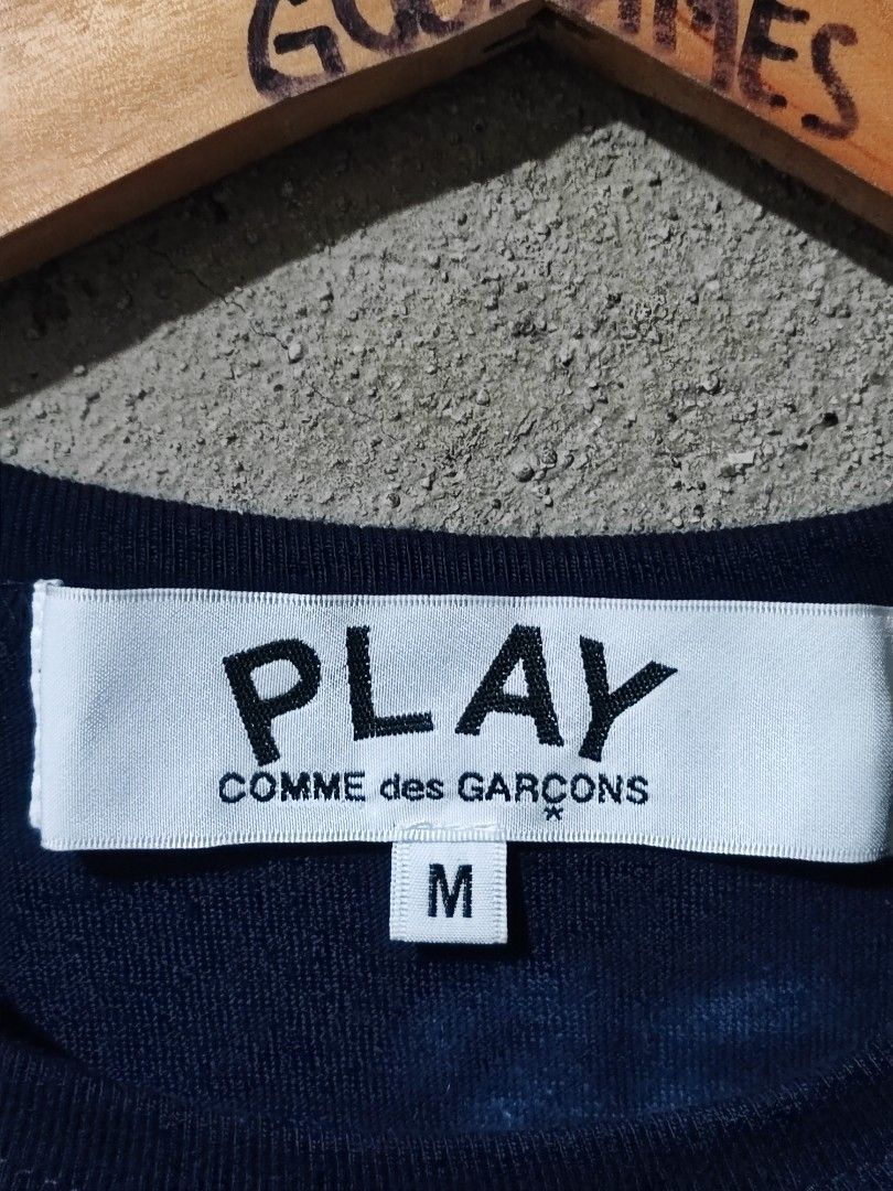 Play Comme Des Garcons Double Patch Logo (Category: Tshirts & Polo Shirts ) located in Iloilo. Submitted by gooddimes (Listing ID 1465423724, Image 3). Description: Play Comme Des Garcons Double Heart Patch Logo Authentic Embroidered Chest Logo Size on tag: Medium Dimes: 19Wx26L Issue/s: None Color rate: 10/10 Like new condition ₱1,500 Reminders: - All items are thrifted, please manage your expectations - Color may vary due to lighting - Please w