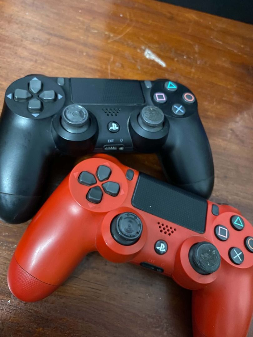 PlayStation 4 Console with Two Controllers (Category: PlayStation) located in Manila. Submitted by chris_14 (Listing ID 1465531342, Image 2). Description: - PlayStation 4 Slim console (Black) - Includes 2 DualShock 4 wireless controllers (1 Red, 1 Black) - Play right away with a friend out of the box - Smooth performance with minor surface marks from normal use - Available for pickup or shipping - purchased in australia - First owner - issue no r