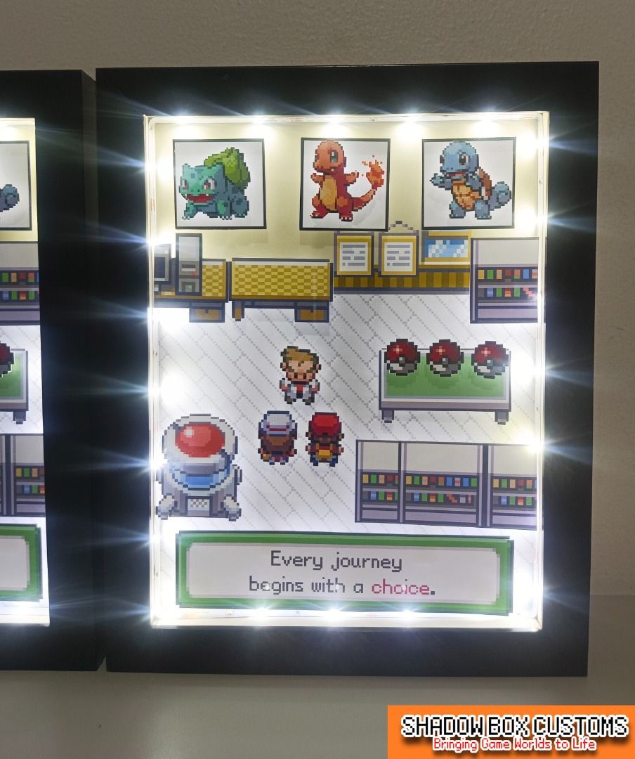 Pokemon Fire Red/Leaf Green Starters Video Game Shadow Box (Category: Nintendo) located in Quezon City. Submitted by natzuki10 (Listing ID 1465401372, Image 2). Description: Pokemon Fire Red/Leaf Green Starters Video Game Shadow Box Height: 10 inches Width: 8 inches *Handmade Pixel Shadow Boxes *Accepting Customized Designs *Perfect for Gamers & Collectors #videogames #roomdecor #collection #gamer #gift .