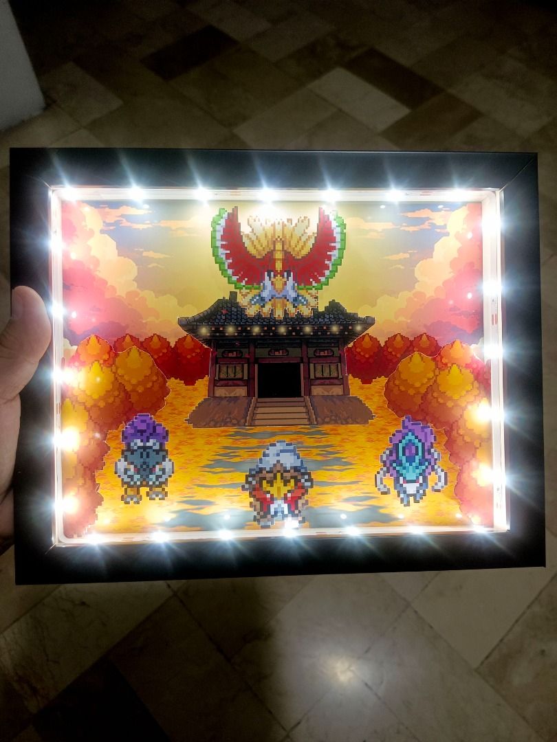 Pokemon Legendary Beasts & Ho-oh Video Game Shadow Box (Category: Nintendo) located in Quezon City. Submitted by natzuki10 (Listing ID 1465400158, Image 2). Description: Pokemon Legendary Beasts & Ho-oh Video Game Shadow Box Height: 8 inches Width: 10 inches *Handmade Pixel Shadow Boxes *Accepting Customized Designs *Perfect for Gamers & Collectors #videogames #nintendo #roomdecor #collection #gamer #gift.