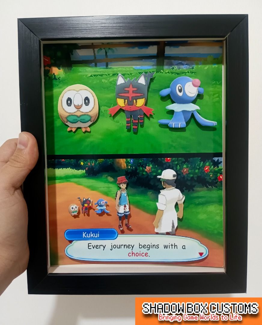 Pokemon Sun & Moon (Generation 7) Video Game Shadow Box (Category: Nintendo) located in Quezon City. Submitted by natzuki10 (Listing ID 1465401643, Image 1). Description: Pokemon Sun & Moon (Generation 7) Video Game Shadow Box Height: 10 inches Width: 8 inches *Handmade Pixel Shadow Boxes *Accepting Customized Designs *Perfect for Gamers & Collectors #videogames #nintendo #roomdecor #collection #gamer #gift.