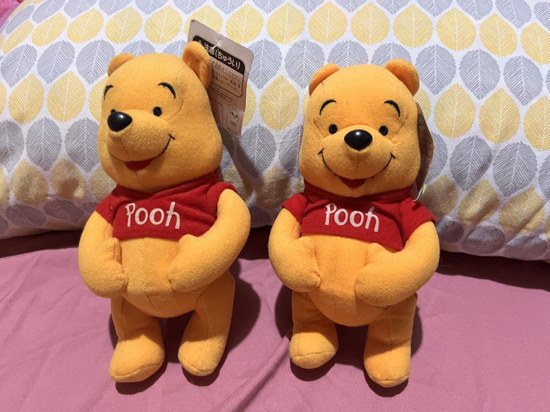 Pooh standing plush (set) (Category: Plushies & Soft Toys) located in Paranaque City. Submitted by bonsaiart (Listing ID 1465527383, Image 1). Description: Pre owned Good condition Selling as set 750+sf Payment via gcash or paymaya Shipping via j&t.