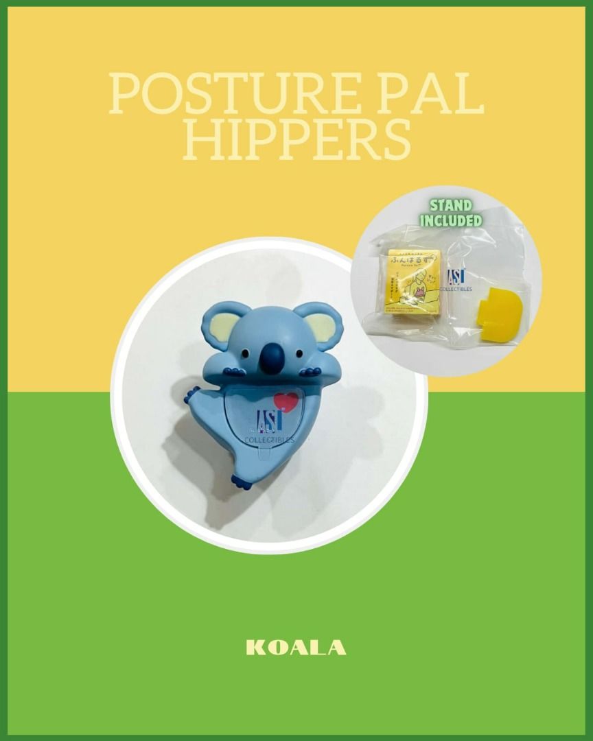 Posture Pal Series 2 "Koala" (Category: Designer & Blind Box Toys) located in Manila. Submitted by asl__collectibles (Listing ID 1465516839, Image 1). Description: Posture Pal Series 2 "Koala" HIPPERS, decorative figures that can be attached to everyday objects, the lineup features an adorable Monkey and Seal with curled tails, a round eared Koala, a sweet faced Calico Cat, and a silly Axolotl and Lobster. Each of the six characters attach snugly