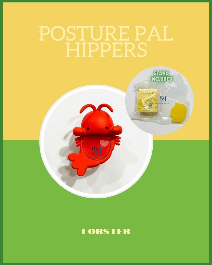 Posture Pal Series 2 "Lobster" (Category: Designer & Blind Box Toys) located in Manila. Submitted by asl__collectibles (Listing ID 1465513955, Image 1). Description: Posture Pal Series 2 "Lobster" HIPPERS, decorative figures that can be attached to everyday objects, the lineup features an adorable Monkey and Seal with curled tails, a round eared Koala, a sweet faced Calico Cat, and a silly Axolotl and Lobster. Each of the six characters attach sn