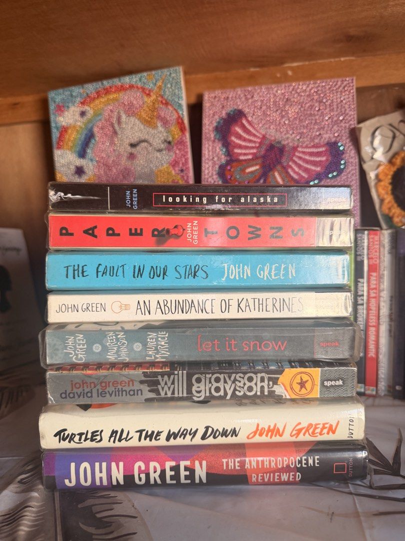 Preloved books for sale (Category: Storybooks) located in Rizal. Submitted by cheeneeann.molina (Listing ID 1465578595, Image 2). Description: Selling Preloved books from my personal collection❗️ 📌JOHN GREEN BOOKS Looking for Alaska - SOLD Paper Towns - SOLD The Fault in our Stars - 100 The Abundance of Katherines - SOLD Let it snow - 100 Will Grayson Will Grayson - 100 Turtles all the way down (HB) - 250 The Antropocene Reviewed (HB SIGNED) - 8