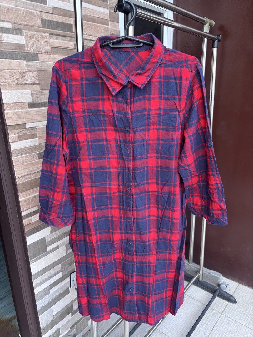 Preloved Collared Checkered Dress/ Top/ Outer wear (Category: Dresses) located in Malolos. Submitted by cheerz21 (Listing ID 1465501166, Image 1). Description: Preloved Checkered dress/ top/ outer wear Color: Red/ Navy- 10/10 Excellent condition, no flaws/ issues With side pockets Size XL; 40” Bust, 36”length No return, no exchange. #dress #polodress #checkereddress #collareddress #outerwear #collaredtop #womensdress .