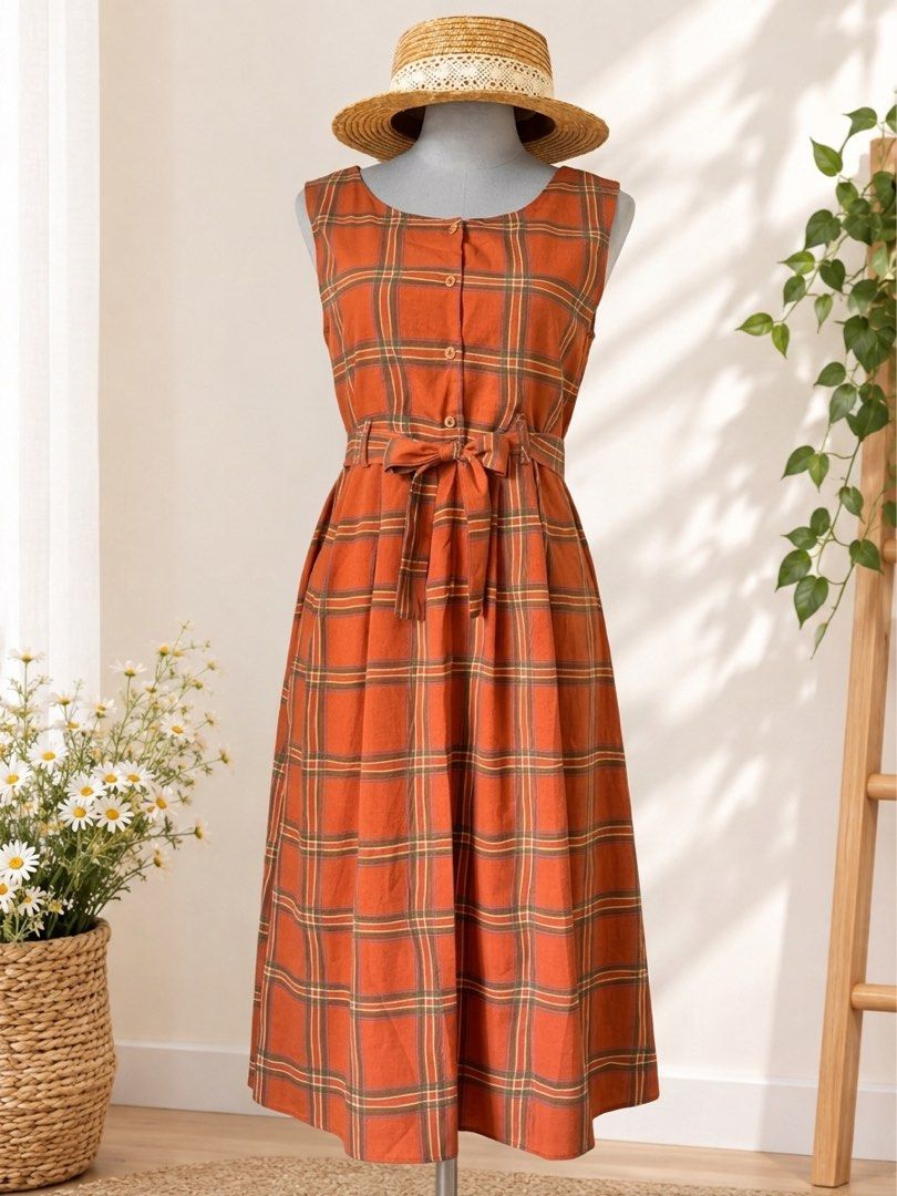 Preloved Dresses P150 (Category: Dresses) located in Sariaya. Submitted by retro.stuff (Listing ID 1465410741, Image 1). Description: Personal preloved dresses to be posted here soon. The photo displayed is an orange plaid midi dress. Sleeveless design, round neckline, front buttons, and a matching waist tie belt. Perfect for warm weather. Used it thrice. I will be editing this listing soon but if you need more info about the dress, let me know. 