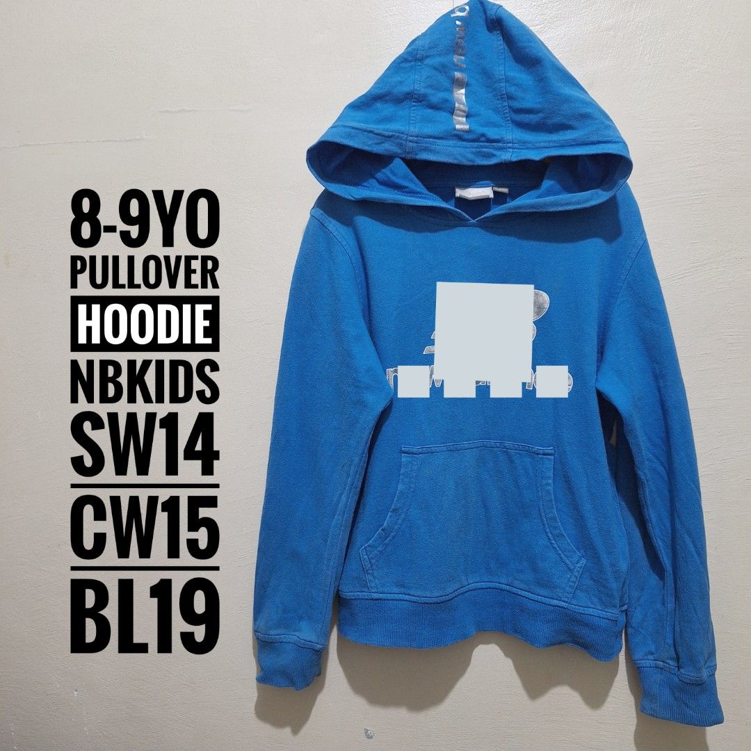 PrelovedPullover Hoodie Kids (Category: Babies & Kids Fashion) located in Los Banos. Submitted by mckecollection (Listing ID 1465441870, Image 2). Description: preloved po ito - Size: Kids (8-9 years old) - Color: Bright blue with stylish silver branding on the chest and hood - Comfort: Soft fleece lining inside, ribbed cuffs, and hem - Practicality: Includes a front kangaroo pocket - Ideal For: Casual daily wear and sports activities.