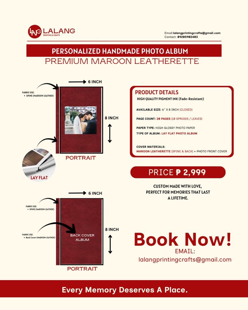 PREMIUM PERSONALIZED HANDMADE PHOTO ALBUM (Category: Handmade Craft) located in Angeles City. Submitted by lalangprintingandcrafts (Listing ID 1465547205, Image 1). Description: 📸 Gagawan natin ng magandang alaala ang mga special moments mo! 🤍 ✂️ Custom Handmade Photo Albums & Premium Photo Printing 🎓 Graduation • 💍 Wedding • 👶 Baby • ✈️ Travel.