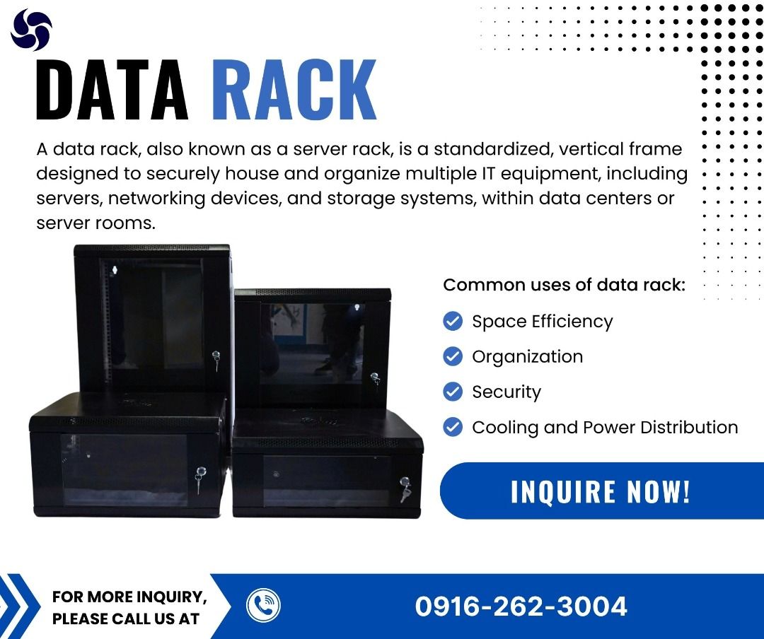 Professional Data Rack Cabinet for Network Switches, Routers & Servers (Category: Looking For) located in Makati City. Submitted by johnstone_mkt (Listing ID 1465386019, Image 1). Description: ⚡ Organize, Cool & Secure Your Network Hardware! 🔒 Why You’ll Love It: 🔐 Maximum Security: Lockable front glass/mesh door & removable side panels. 🌬️ Superior Airflow: Built-in top ventilation cutouts to keep gear cool. 🛠️ Clean Cable Management: Top & 