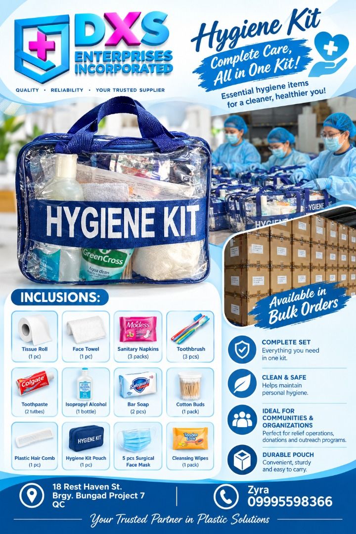 PVC HYGIENE KIT SET WITH INCLUSION (Category: Medical Supplies & Tools) located in Quezon City. Submitted by iamzee_26 (Listing ID 1465452576, Image 1). Description: .