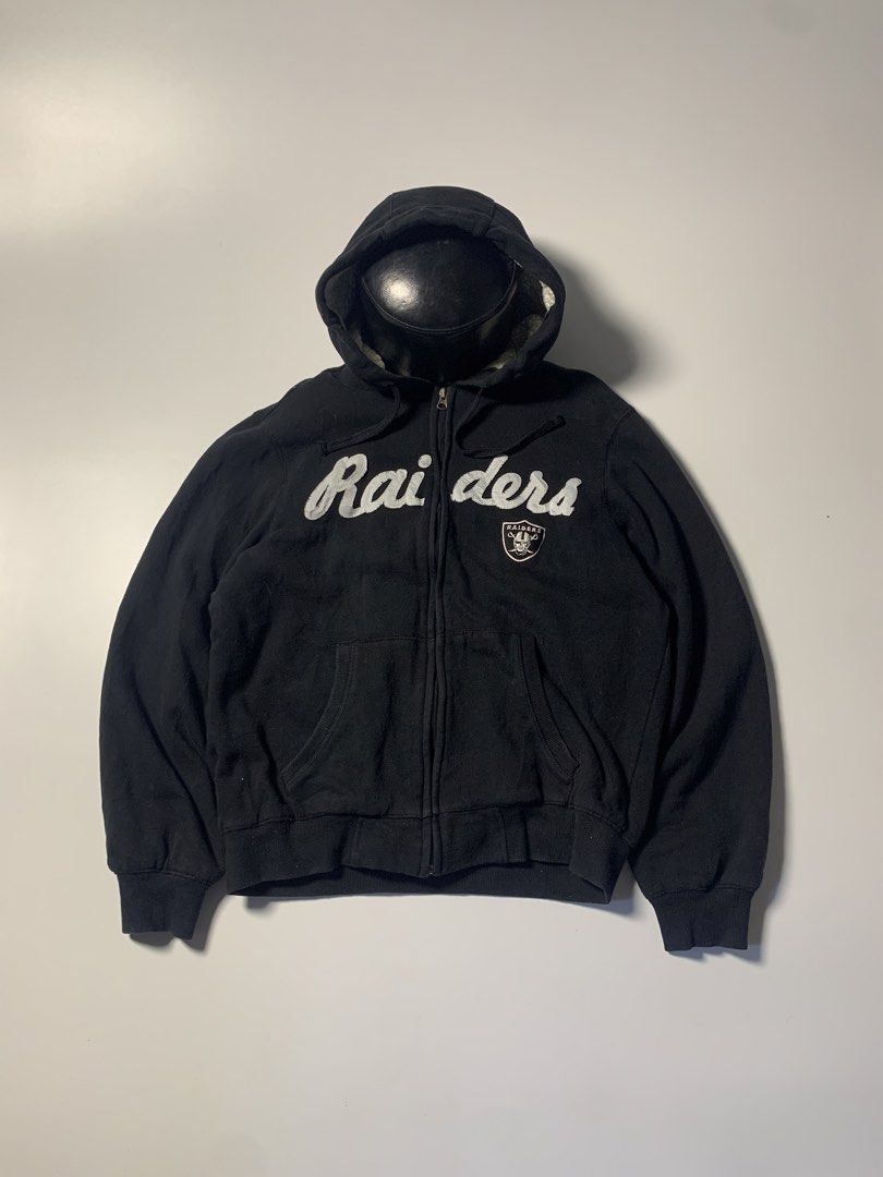 RAIDERS FULL ZIP HOODIE JACKET (W) (Category: Coats, Jackets and Outerwear) located in Dinalupihan. Submitted by bigboythrift7 (Listing ID 1465426685, Image 1). Description: RAIDERS FULL ZIP HOODIE JACKET SIZE : LARGE DIMES : 22x23 RED STAIN SA SLEEVES NOT VISIBLE NEED WASH ₱1000+SF LOCATION DINALUPIHAN BATAAN.