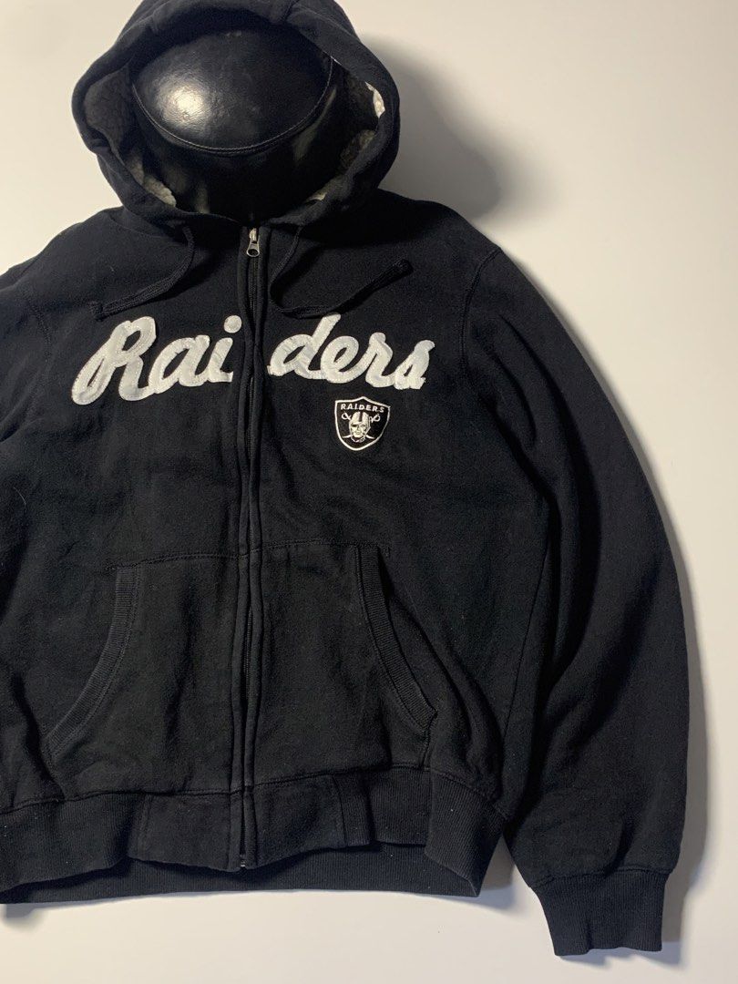 RAIDERS FULL ZIP HOODIE JACKET (W) (Category: Coats, Jackets and Outerwear) located in Dinalupihan. Submitted by bigboythrift7 (Listing ID 1465426685, Image 2). Description: RAIDERS FULL ZIP HOODIE JACKET SIZE : LARGE DIMES : 22x23 RED STAIN SA SLEEVES NOT VISIBLE NEED WASH ₱1000+SF LOCATION DINALUPIHAN BATAAN.